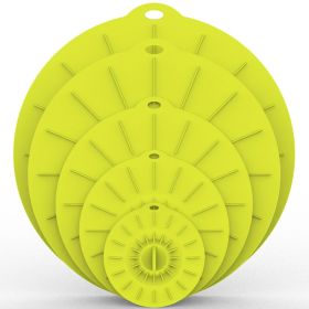 5pcs Yellow Silicone Fresh-keeping Cover; Microwave Oven Heating Cover