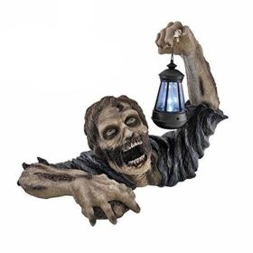 Halloween Zombie Crawling Horror Decor, Scary Led Lights Zombie Holding Lantern