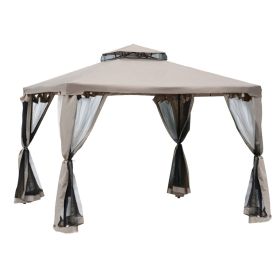 Outsunny 10' x 10' Gazebo Tent, Canopy with Mosquito Netting SideWalls, 2-Tier Vented Roof,