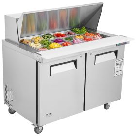 48-Inch Commercial Sandwich Salad Prep Table with Dual Doors 12.9 Cu.ft Refrigerator