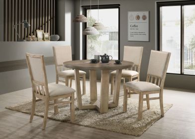 Brutus Vintage Walnut 5 Piece 47" Wide Contemporary Round Dining Table Set