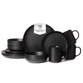12-Piece Stoneware Dinnerware Sets with Mugs | Microwave & Dishwasher Safe