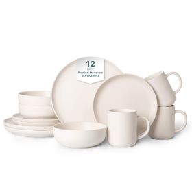 12-Piece Stoneware Dinnerware Sets with Mugs Microwave & Dishwasher Safe