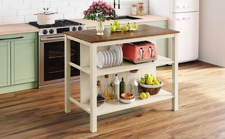 TOPMAX Solid Wood Rustic 45" Stationary Kitchen Island