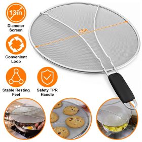 Grease Splatter Screen 13in Stainless Steel Fine Mesh  Shield Hot Oil Stopper
