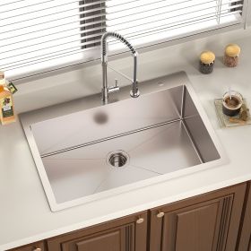 Topmount Kitchen Sink, 33 x 22 inch Drop-in or Topmount 16 Gauge