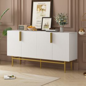 Modern Elegant 4-door Sideboard Gold Metal Handle Buffet Cabinet