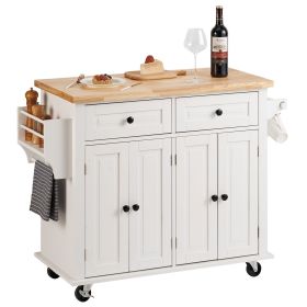 VEVOR Kitchen Island Cart with Solid Wood Top