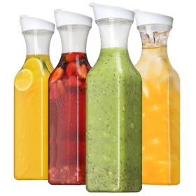 4 Pack 50 Oz Water Carafes with Flip Top Lids Square Juice Containers