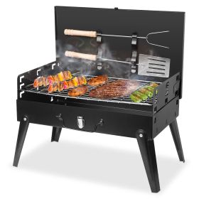 16.7x10x17.7in Portable Charcoal Grill Foldable BBQ Suitcase Grill For Outdoor Camping Picnics Garden Grilling