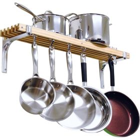 Farm Home Wooden Wall Mounted 6 Hooks Pot Rack
