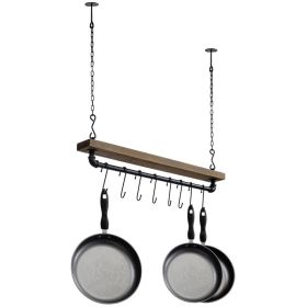 Farm Home Rustic Industrial 8 S-Hooks Ceiling Mounted Hanging Pot Rack
