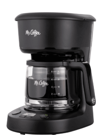 Mr. Coffee 5-Cup Programmable Coffee Maker, 25 oz. Mini Brew, Brew Now or Later, Black