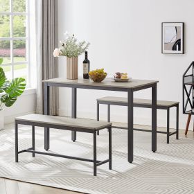 Dining Table Set, Bar Table with 2 Dining Benches, Kitchen Table Counter with Chairs, Industrial for Kitchen Breakfast Table, Living Room, Party