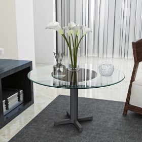 24" Inch Round Tempered Glass Table Top Clear Glass 1/4" Inch Thick Round Polished Edge