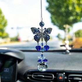 1pc Blue Butterfly Evil Eye Crystal Sun Catcher - Indoor Window Suncatcher with Prism Ball - Rainbow Maker for Good Luck and Hanging Ornament for (Style: Butterfly)